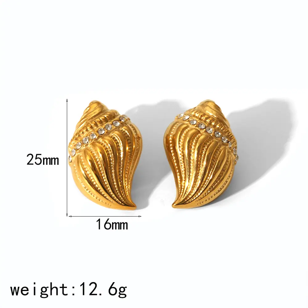 1 paire de boucles d'oreilles à tige géométriques en acier inoxydable plaqué or 18 carats pour femmes, série simple, pour les vacances h5 Image2